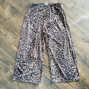 Zara Leopard Print Wide Leg Pants